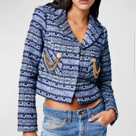 SMYTHE Box Chain Cropped Jacquard Blazer Jacket Tweed $1295 Retail - Picture 2 of 13